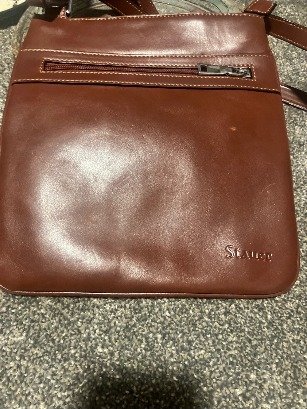 Stauer Brown Leather Crossbody Bag for Women
